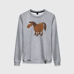 Свитшот хлопковый женский Забавный конь, цвет: меланж