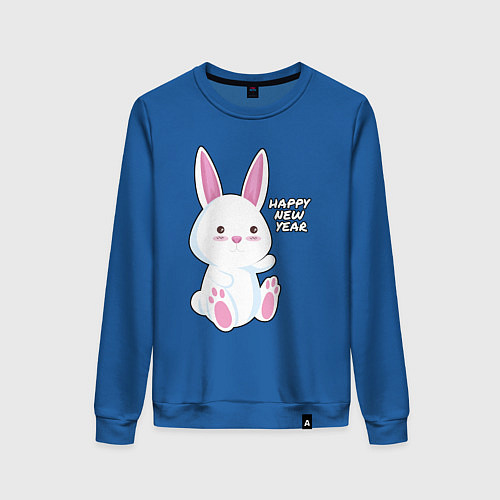 Женский свитшот Милый кролик happy / Синий – фото 1