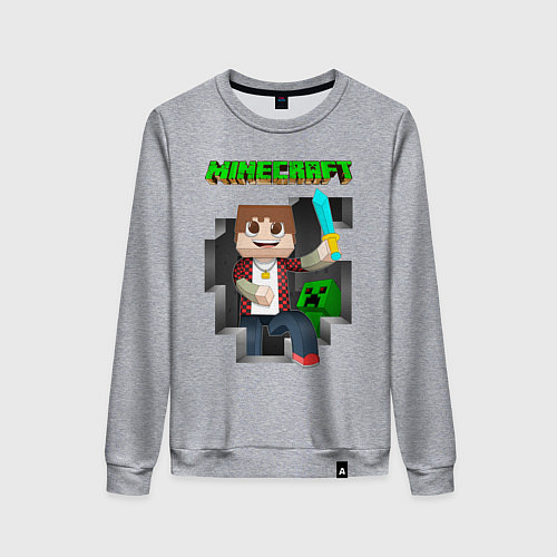 Женский свитшот Майнкрафт криппер / Меланж – фото 1