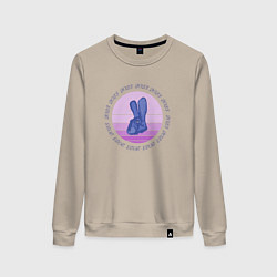 Свитшот хлопковый женский Кролики 2023, цвет: миндальный