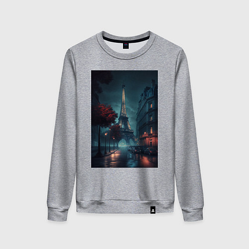 Женский свитшот Нейросеть - Ночной Париж / Меланж – фото 1