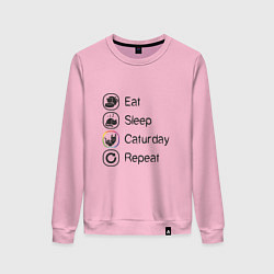 Свитшот хлопковый женский Eat Sleep Caturday, цвет: светло-розовый
