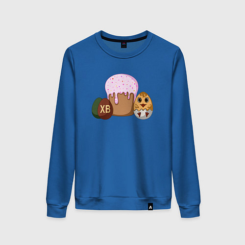 Женский свитшот Пасхальный кулич и цыпленок / Синий – фото 1