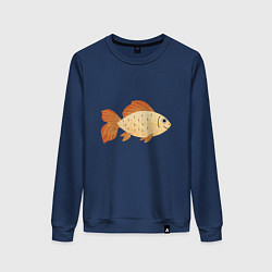 Свитшот хлопковый женский Рыбка Золотая, цвет: тёмно-синий