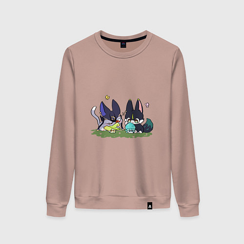 Женский свитшот Котики Сайно и Тигнари / Пыльно-розовый – фото 1