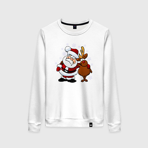 Женский свитшот Санта и олень / Белый – фото 1