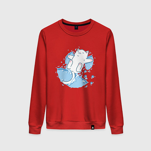 Женский свитшот Снежный котоик / Красный – фото 1