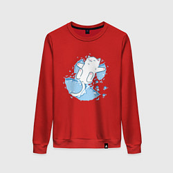 Свитшот хлопковый женский Снежный котоик, цвет: красный