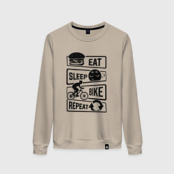 Женский свитшот Eat sleep bike repeat art