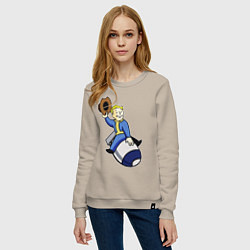 Свитшот хлопковый женский Vault boy - bomb rider, цвет: миндальный — фото 2