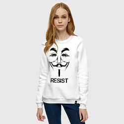 Свитшот хлопковый женский Guy Fawkes - resist, цвет: белый — фото 2