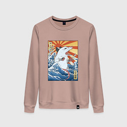 Женский свитшот Гравюра японский опоссум в стиле укиё-э