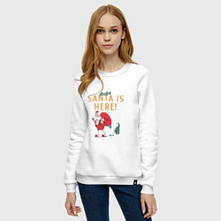 Свитшот хлопковый женский Careful Santa is here, цвет: белый — фото 2