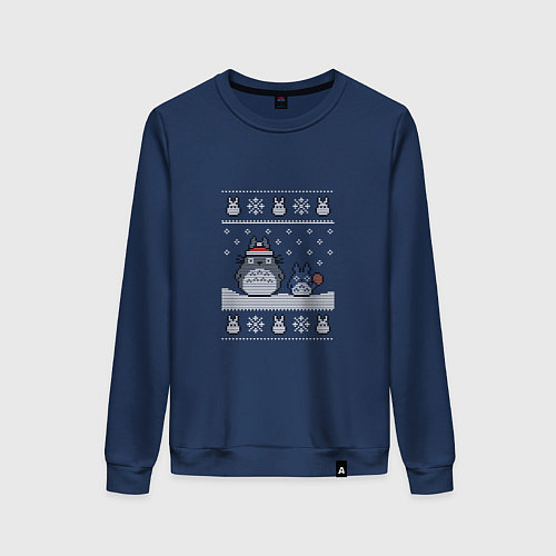 Женский свитшот Новогодние тоторики - ugly sweater / Тёмно-синий – фото 1
