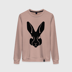 Свитшот хлопковый женский Rabbit head, цвет: пыльно-розовый