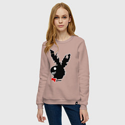 Свитшот хлопковый женский Crazy play boy logo, цвет: пыльно-розовый — фото 2