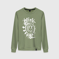 Свитшот хлопковый женский Blink 182 logo, цвет: авокадо