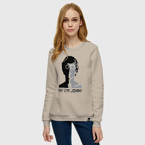 Женский свитшот Джон Леннон - портрет / Миндальный – фото 3