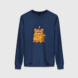 Женский свитшот Рыжий Новогодний кот