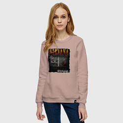 Свитшот хлопковый женский Nirvana box, цвет: пыльно-розовый — фото 2