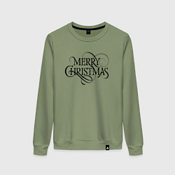 Свитшот хлопковый женский Merry Christmas happy, цвет: авокадо