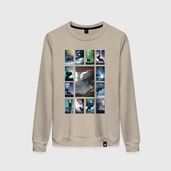 Свитшот хлопковый женский Нейропостеры про собак-чужих, цвет: миндальный