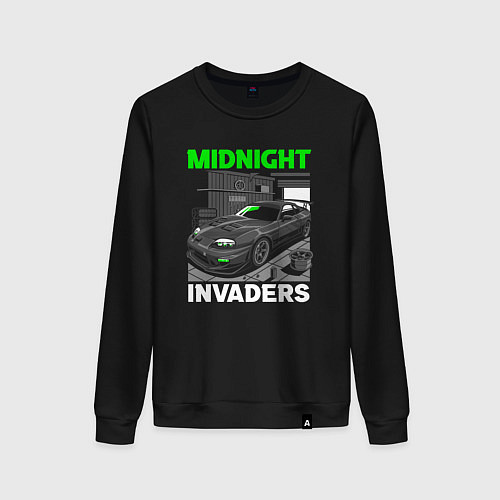 Женский свитшот Midnight inviders - Toyota Supra / Черный – фото 1