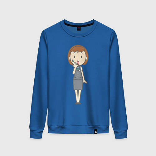 Женский свитшот Офисная леди шокирована / Синий – фото 1