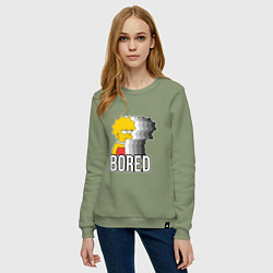 Свитшот хлопковый женский Лиза Симпсон - bored, цвет: авокадо — фото 2