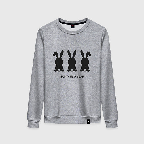 Женский свитшот Happy new year rabbits / Меланж – фото 1