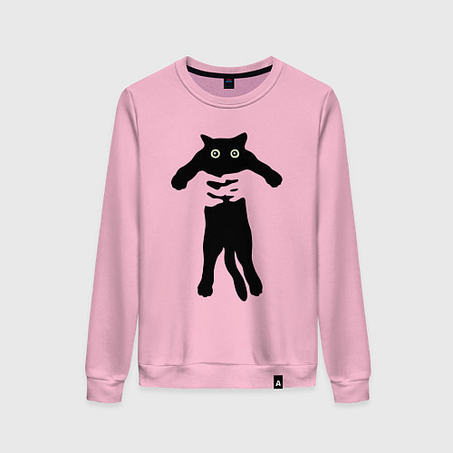 Женский свитшот Кот на ручках / Светло-розовый – фото 1