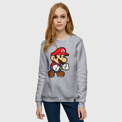 Свитшот хлопковый женский Классический Марио, цвет: меланж — фото 2