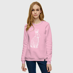 Свитшот хлопковый женский Нарисованный кролик, цвет: светло-розовый — фото 2
