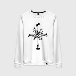 Свитшот хлопковый женский The Cross of Rose and Bones, цвет: белый