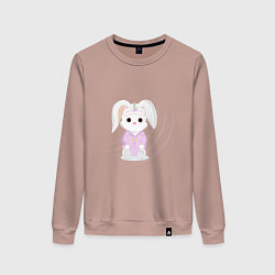 Свитшот хлопковый женский Зайка единорог, цвет: пыльно-розовый