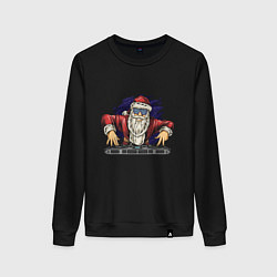 Свитшот хлопковый женский Санта диджей, цвет: черный