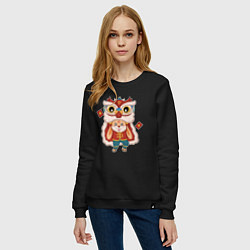 Свитшот хлопковый женский Год голубого водяного кролика, цвет: черный — фото 2