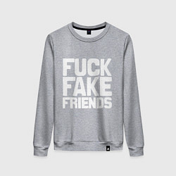 Свитшот хлопковый женский Fuck fake friends, цвет: меланж