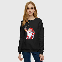 Свитшот хлопковый женский Санта весельчак, цвет: черный — фото 2
