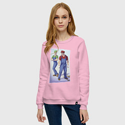 Свитшот хлопковый женский Марио и Луиджи - крутые чуваки - стилизация, цвет: светло-розовый — фото 2