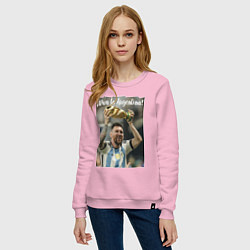 Свитшот хлопковый женский Lionel Messi - world champion - Argentina, цвет: светло-розовый — фото 2