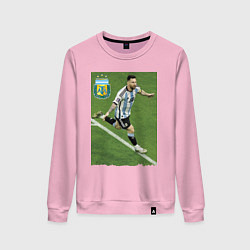 Свитшот хлопковый женский Argentina - Lionel Messi - world champion, цвет: светло-розовый