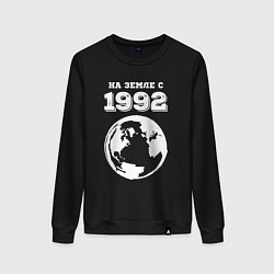 Свитшот хлопковый женский На Земле с 1992 с краской на темном, цвет: черный