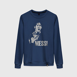 Свитшот хлопковый женский Leo Messi scream, цвет: тёмно-синий