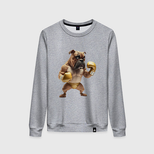 Женский свитшот Собака занимается боксом / Меланж – фото 1
