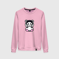 Свитшот хлопковый женский Милая панда в капюшоне, цвет: светло-розовый