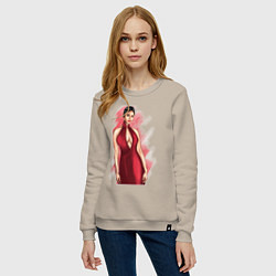 Свитшот хлопковый женский Lady in Red, цвет: миндальный — фото 2