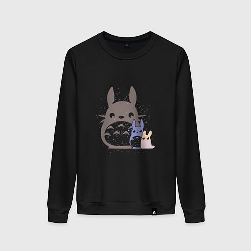 Женский свитшот Малыши Тоторо / Черный – фото 1