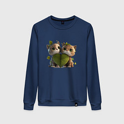 Женский свитшот Лесные котята из аниме с сердцем