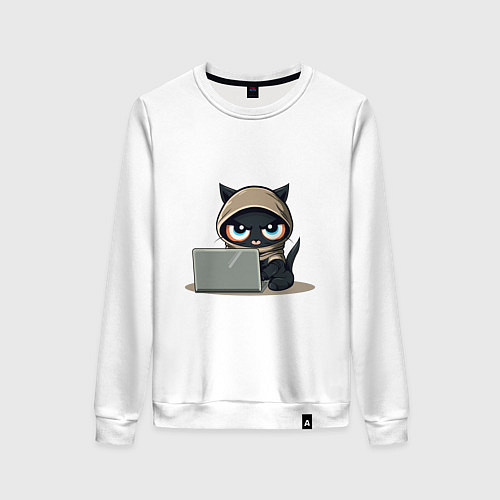 Женский свитшот Котик программист / Белый – фото 1